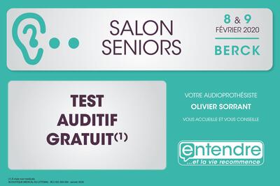 Votre audioprothésiste Olivier SORRANT sera présent lors du Salon des Seniors les 8 & 9 février 2020 au Parc Expo de Berck.